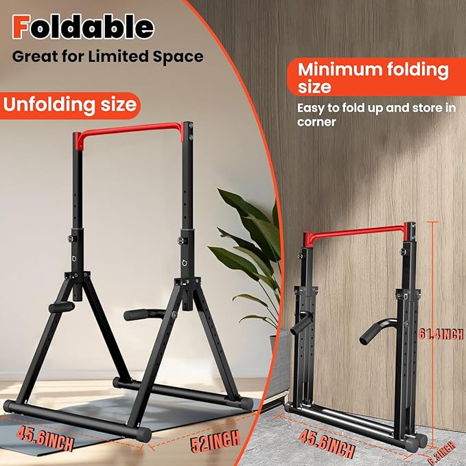 DOBESTS Power Tower Pull Up Bar Free Standing, Adjustable Foldable Pull Up Station, Home Gym Strength Training Equipment 700LBS
