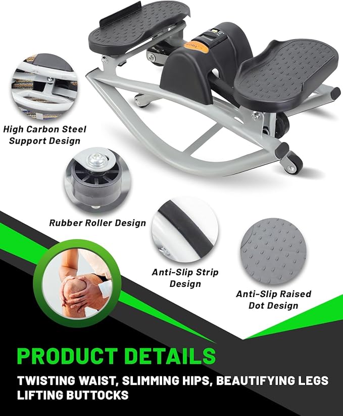 Rock Stepper Official, 2026 New Generation RLateral Rocking Fitness Stepper with Digital Counter and Non-Slip Floor mat, Zero Assembly Required, Lightweight Yet Sturdy