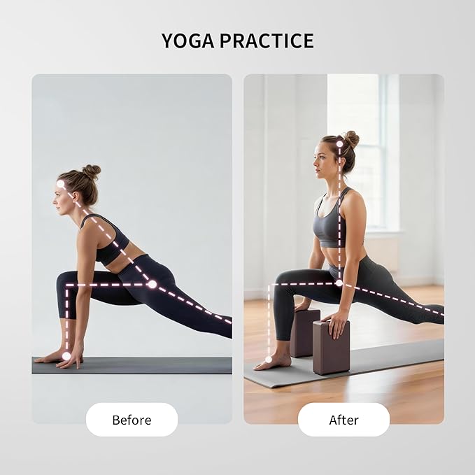 PROIRON Yoga Blocks, 2 Pack Supportive High Density Premium Eva Foam, Soft Non-Slip Surface with Curved Edges Stretch Blocks For Yoga, Pilates, Stretching