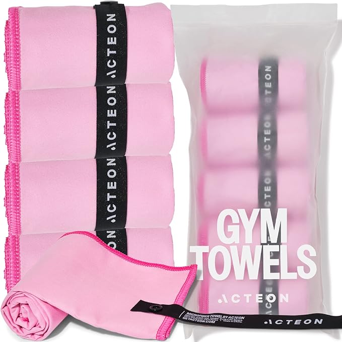 Acteon Microfiber Gym Towels 5 Pack – Quick Dry, Silver ION Odor-Free, Super Absorbent Sweat Towels for Women, Workout, Yoga, Pilates, Tennis, Running, Swimming, Travel – 16x30.5 Inch (Lavender Rose)