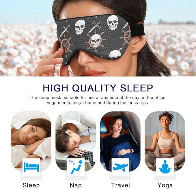 Sleep Masks Skeleton Pirate and Boat Rudder Eye Cover for Sleeping