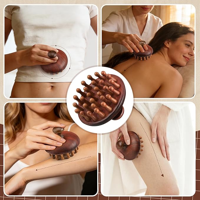 3 Pcs Wooden Head Scalp Massager Comb, Head Massage Tool for Relaxation Hair Gua Sha Comb
