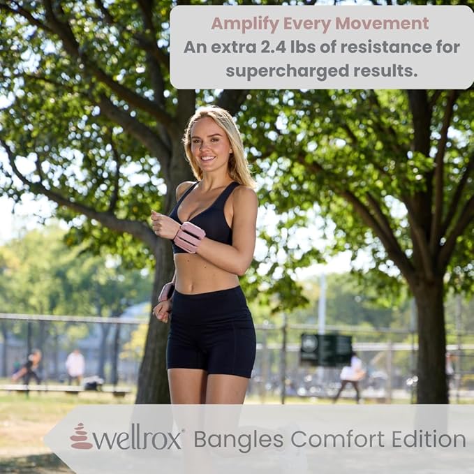 Wellrox Weighted Bangles – Adjustable Ankle and Wrist Weights for Women & Men – Set of Ankle Weights 2 lbs (1 lb Each Wrist Weight) | Weighted Arm Bands for Pilates, Yoga, Running & Walking
