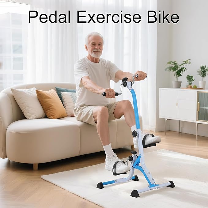 Pedal Exercise Bike for Seniors - Adjustable Resistance Arm Bike, Portable Home Exercise Equipment for Hands, Arms, Legs & Knees