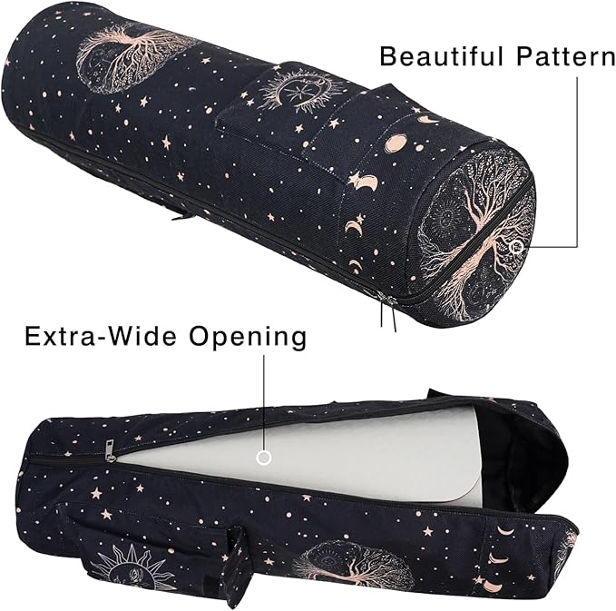 Yoga Mat Bag Full-Zipper Yoga Mat Carrier with Extra Wide Adjustable Strap 2 Multi-Functional Storage Cargo Pocket Stylish & Functional Yoga Bag Pilates Bag for Women & Men