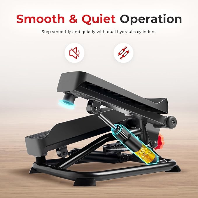 Sunny Health & Fitness Mini Steppers for Exercise at Home, Stair Step Workout Machine, Full Body Cardio Equipment, with Optional Free SunnyFit App Connection and Resistance Band