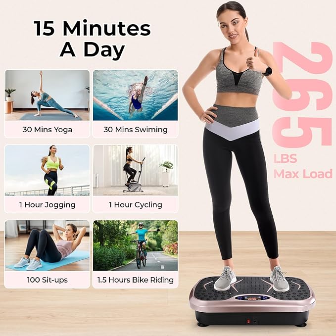 Arlopu 3D Vibration Plate Exercise Machine, Full Body Workout Vibration Platform for Weight Loss & Lymphatic Drainage, Shake Fitness Platform with Loop Bands for Women Men