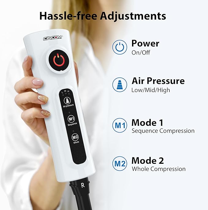 CINCOM Leg Massager for Circulation and Pain Relief, Air Compression Calf Foot Massagers Helpful for Relaxation, Gifts for Mom and Dad (with 2 Extensions)