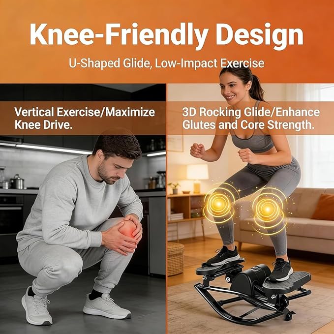 Rock Stepper Side to Side, Mini Stepper with Resistance Bands, Steppers for Exercise at Home, No Assembly Stair Climber for Full Body Workout, Digital Monitor Twist Action Cardio Machine