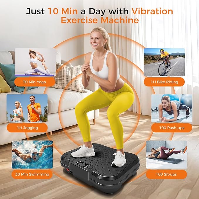 Vibration Plate Exercise Machine,Vibrating Platform for Lymphatic Drainage with 250 Speeds,450 lbs Weight Capacity,Vibrated Plates for Weight Loss,Full Body Workout Equipment for Fitness at Home