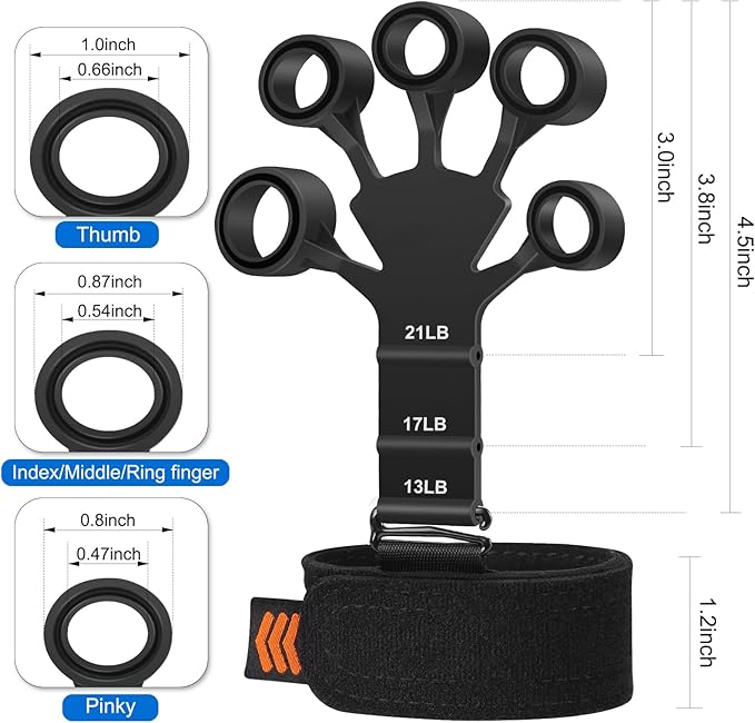 Grip Strength Trainer - Double-Sided Finger Exerciser and Hand Strengthener for Hand Therapy, Rock Climbing - Relieve Pain for Arthritis, Carpal Tunnel