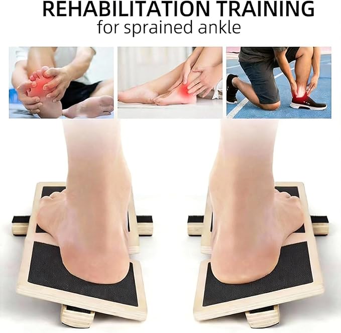Wooden Ankle Balance Board – Ankle & Foot Strength Trainer for Stability and Single-Leg Balance, Physical Therapy, Plantar Fasciitis Relief, Posture Correction, Home Gym Equipment