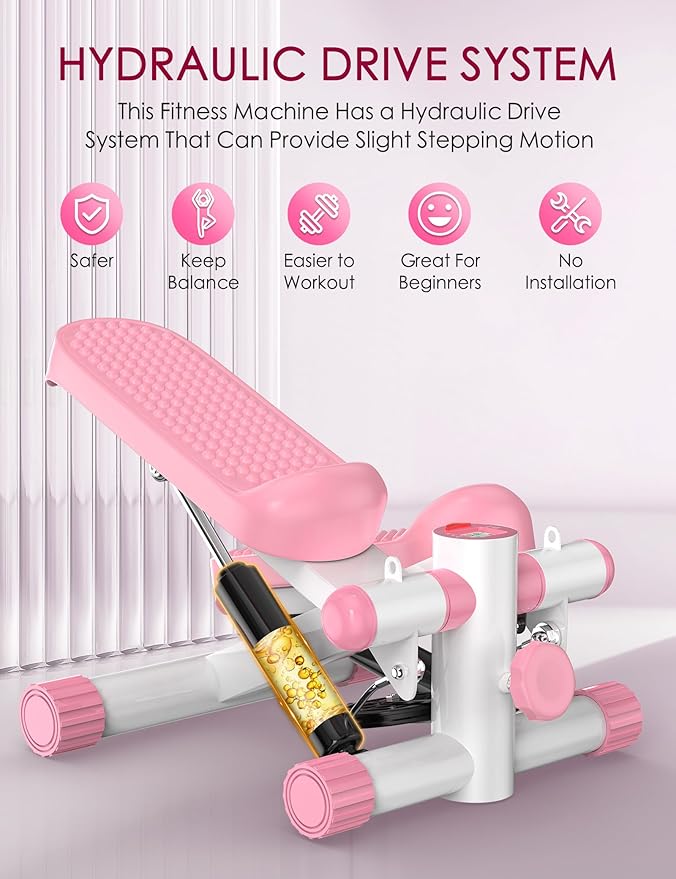 Steppers for Exercise at Home, KitGody Mini Stepper with Resistance Bands, Portable Stair Stepper for Home 330LBS Capacity, Adjustable Height Fitness Stepper Machine