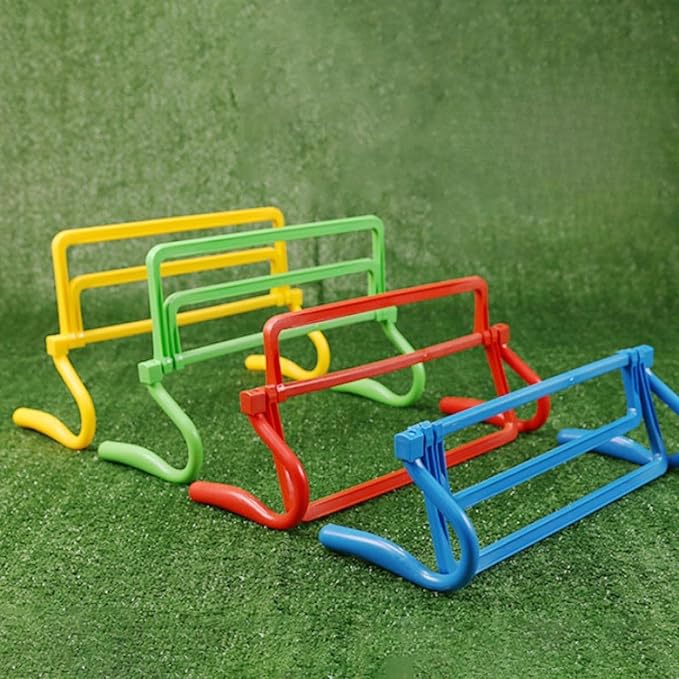 Agility Hurdle Adjustable Obstacles Jumping Bar Set Speed Training Equipment Set for Running Football Indoor Outdoor Pets, red
