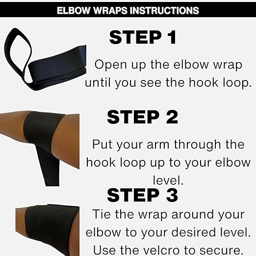 Elbow Wraps for Weightlifting (1 Pair) Adjustable Elbow Compression Straps & Joint Support Brace - Ideal for Bench Press, Powerlifting, and Gym Workouts.