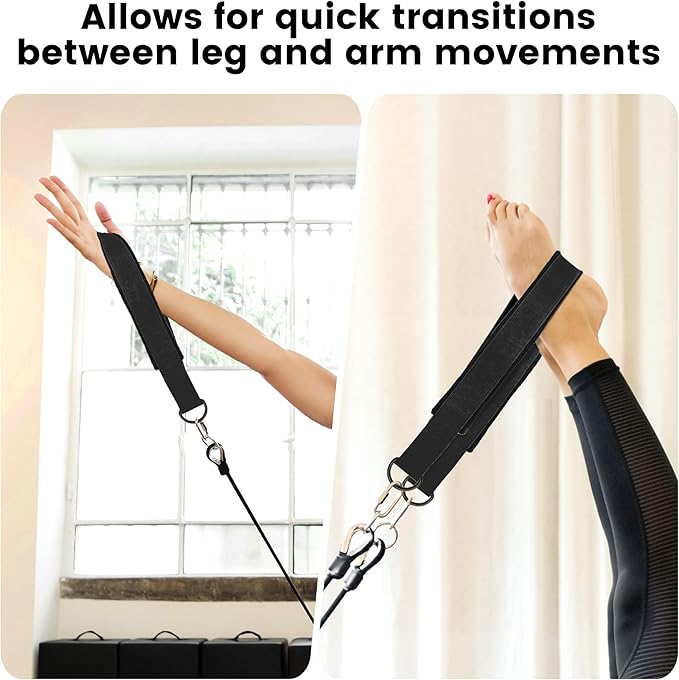 2PCS Comfortable Enhanced Thickness Pilates Double Loop Strap - D-Ring Strap for Home Gym & Yoga Workout Accessories