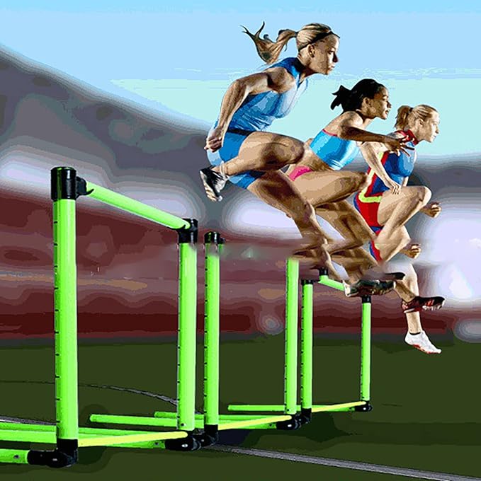 Adjustable Scale Agility Hurdles Football Track and Field Training Jumping Bar Set Outdoor Detachable Dogs Speed Ladders Obstacles,Green,60cm
