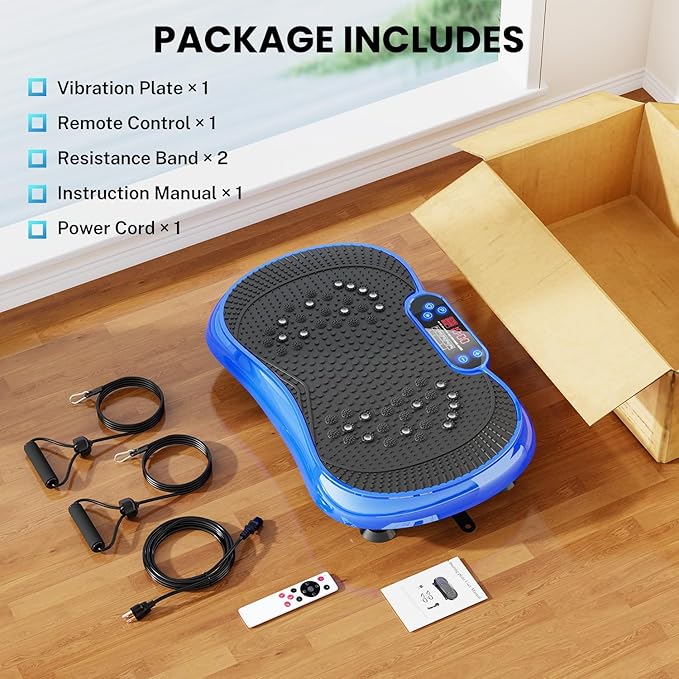 Vibration Plate Exercise Machine, Lymphatic Drainage Machine for Weight Loss, 100-Speed Platform with Remote & Bands, Quiet Full Body Vibrating Plate 500 Lbs Capacity Fitness Platform