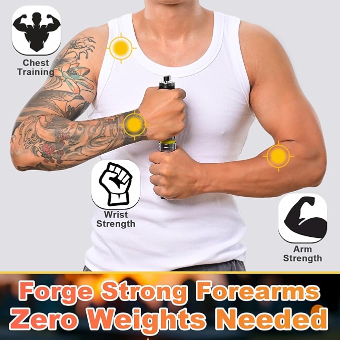 Grip Strength Trainer, Adjustable Resistance for Hand, Wrist & Forearm Strengthener with All-Metal Build, Portable Wrist Roller Exercise Equipment for Home Gym