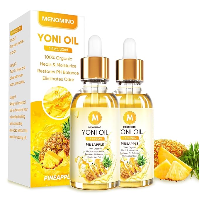 2 Pack Yoni Oil for Women - Organic Pineapple Feminine Oil, Feminine Deodorant - pH Balance - Eliminates Odor - Yoni Moisturizer, 100% Natural Essential Oil, 1 fl oz/pc (Pineapple)