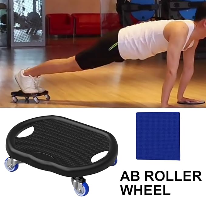 Ab Roller Board – PVC Stainless Steel 32x27x9cm | Abdominal Core Strength Trainer | Silent Exercise Plate For Home Gym Fitness Weight Loss And Daily Workout Use