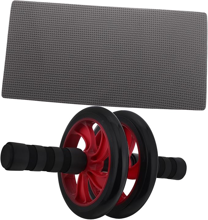 Milisten Silent Ab Roller Wheel for Core Workout with Ab Roller Board, Red Abdominal Exercise Equipment for Home and Outdoor Strength Training