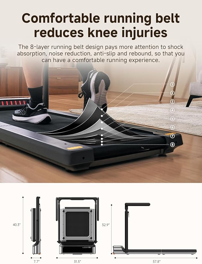 WALKINGPAD Folding Treadmill, 2 in 1 Walking Pad Under Desk Treadmill for Home and Office, Compact Foldable Design with App Control and LED Display