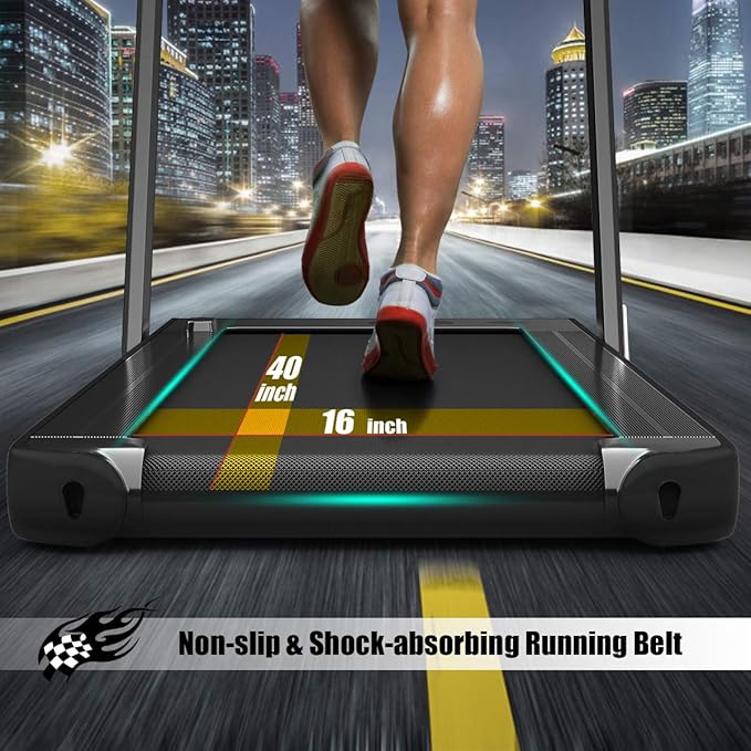 Goplus 2 in 1 Folding Treadmill with Dual Display, 2.25HP Superfit Under Desk Electric Pad Treadmill, Installation-Free, Blue Tooth Speaker, APP Control, Remote Control, Walking Jogging for Home