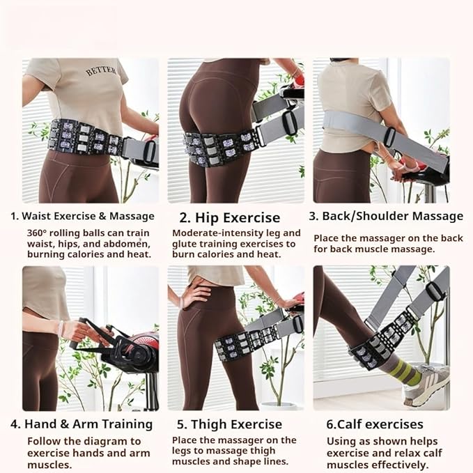 Vibration Fat Burning Machine - 20-Speed Whole Body Slimming Massager with Adjustable Straps, 360° Rolling Massage Beads for Waist/Hips/Arms/Legs, Compact Home Fitness Equipment