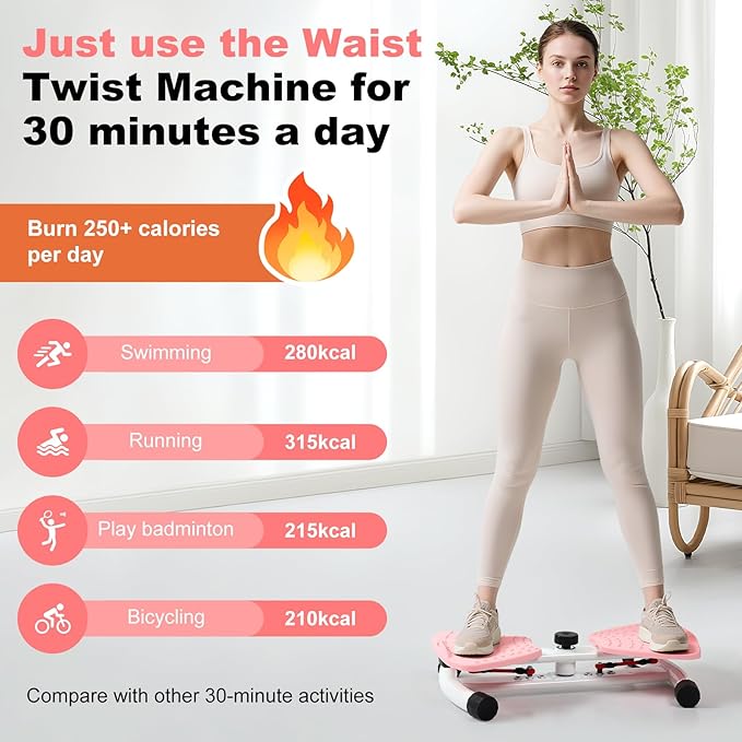 Waist Twister Machine Exercise, Ab Twister Board, Twister Exercise Machine, Noiseless Waist Sculptor Waist Twisting Fitness Tool, Weight Loss Exercise Equipment for Slim Waist Belly Fat, Home Gym for Women & Men