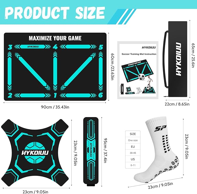 Soccer Training Mat With Instructional Video Improve Strength,Agility And Coordination Soccer Training Equipment For Footwork And Ball Mastery Non-Slip Silent Equipment For All Ages Football Footwork Mat