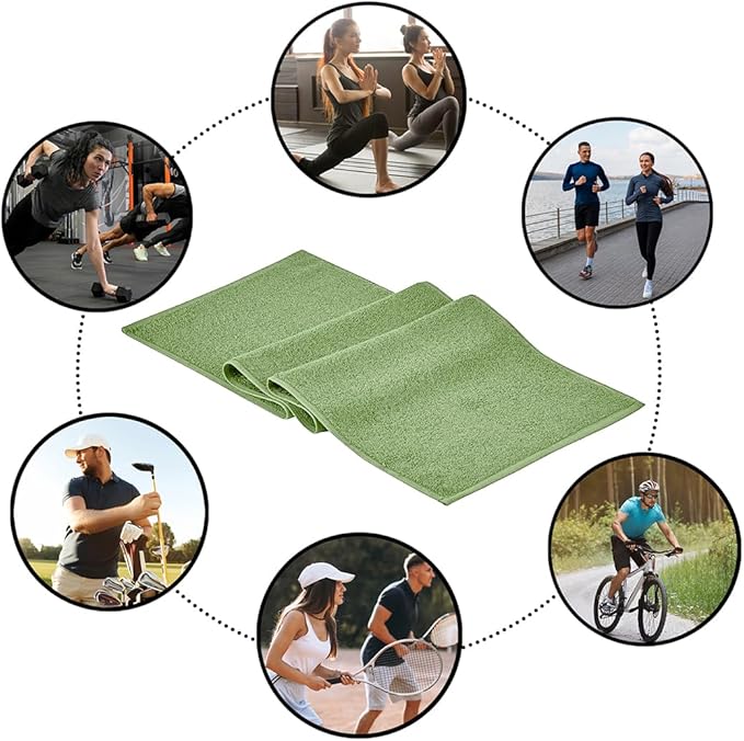 NUKURA 12” x 40” Gym Sweat Towel, 450 GSM, 100% Cotton, High Absorbency, Extra Soft & Quick Dry Workout, Yoga & Fitness Neck Towel – Sage Green