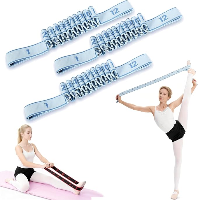 Fitness Resistance Band for Stretching & Yoga, 8/10/12-Section Stretch Band with Clear Markings, Elastic Training Band for Pilates, Yoga, Fitness & Stretching Exercises