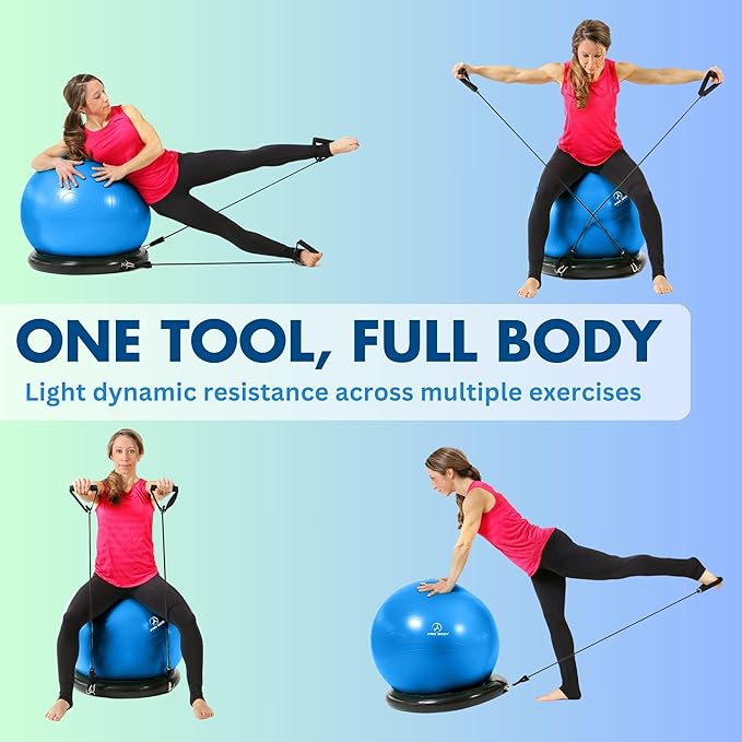 ProBody Pilates Yoga Ball Chair, Exercise Ball Chair with Base or Stand for Home Office Desk Sitting or Workout, 65cm Antiburst Balance & Stability Ball Seat, Large Gym Ball for Back, Abs