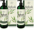 Refresh Massage Oil for Massage Therapy with Eucalyptus & Peppermint Essential Oils - All Natural, Great for Sore Muscles. Ideal for Full Body Relaxation – Nut Free Formula 16oz (Pack of 2)