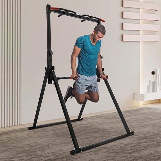 Horizontal Bar, 440.92lbs Triangular Pull Up Station Home Gym Strength Training Equipment Multifunction Adjustable Pull Up Bar Stand with Practical Pins for Living Rooms Bedrooms Gyms