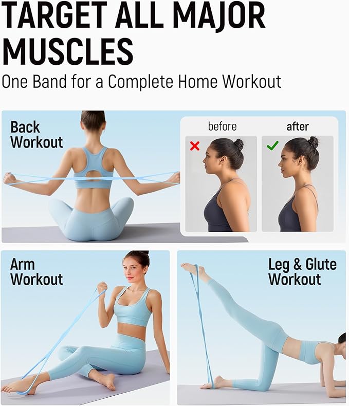 Upgraded Figure 8 Resistance Bands, Durable & Odorless Silicone Bands, Powder-Free High Elasticity for Arm, Back, Shoulder, Yoga, Pilates, and Physical Therapy – Perfect Valentine Gifts for Women