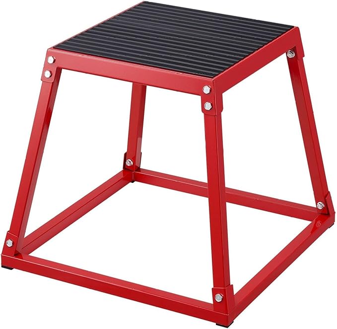 Plyometric Jump Box 18 Inch, Steel Plyometric Box for Fitness, Jumping Agility Platform for Home Gym, Strength Training Step Up Box - Red