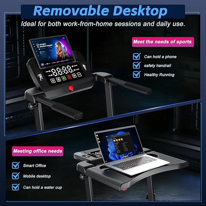 Walking Pad Treadmill with Handle Bar & Incline, Advzon Portable Under Desk Treadmill for Home, 2 in 1 Walking Running Machine with 300+ lbs Capacity and LED Display