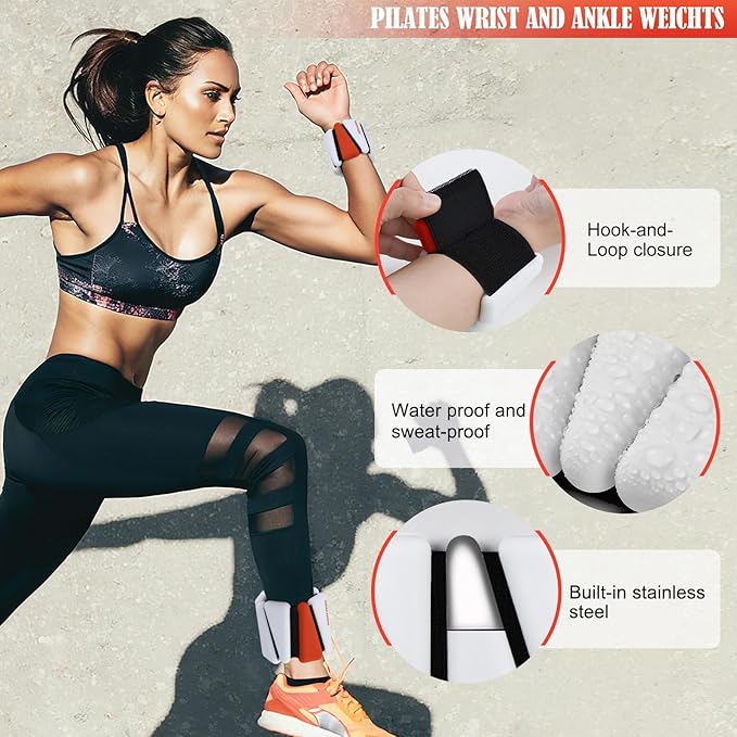 Wrist Ankle Weights for Women & Men, 2lbs/4lbs Adjustable Weighted Bangles to Boost Calorie Burn & Strength, Arm & Leg Weights for Pilates, Yoga, Walking, Barre, Gym & Home Workout