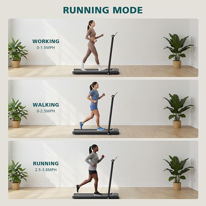 Smug Compact Armless Treadmill, Space Saving Design for Home & Office, Quiet Under Desk Walking Pad, 200 Lbs Capacity 3 in 1 Portable Walking Treadmill