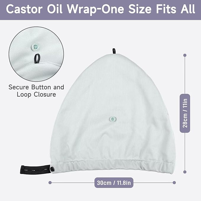 Castor Oil Pack Wrap Overnight Hair Wrap for Sleep Reusable Hair Cap Cover for Treatment of Thinning, Balding, Dry, and Damaged Hair (Oil Not Included)