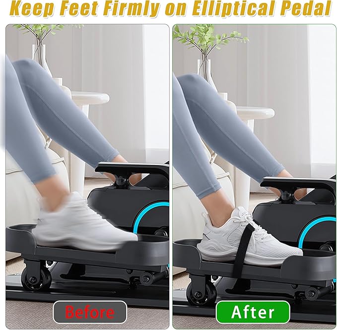 4 Pcs Ellipse Leg Exerciser Pedal Straps，Non-Slip Foot Pedal Straps for Under Desk Elliptical Machine, Foot Pedal Straps for Adults Seniors Fitness Home Sports Accessories