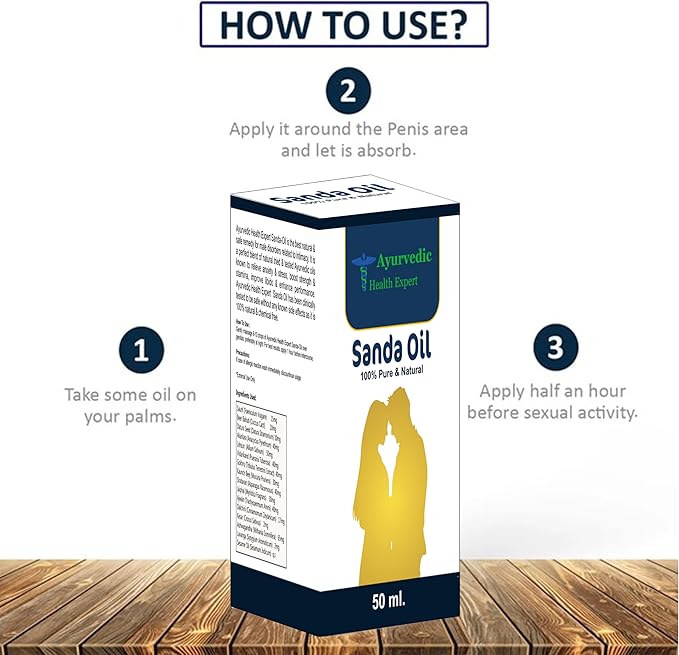 Sanda Oil 50ml | 100% Pure & Natural Ayurvedic Massage Oil for Men | Improves Strength, Stamina & Vitality | Herbal Formulation for External Use Oils 50 Ml Pack of 1 1.6oz