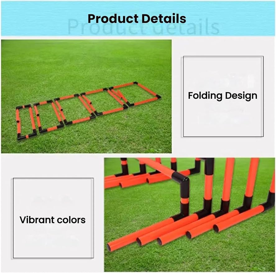 Portable Adjustable Football Hurdles，Agility Training Hurdles Set of 5, Detachable Practice Hurdles for Track and Field(Yellow)