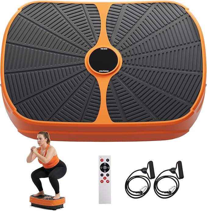 GORISE Vibration Plate Exercise Machine for Lymphatic Drainage & Weight Loss - Full Body Workout Fitness Platform with Remote, Vibrating Plate Home Gym Equipment for Muscle Relief, Orange