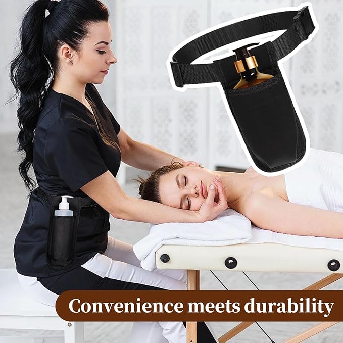 2 PCS Black Portable Massage Lotion Holster, Adjustable Massage Oil Bottle Belt