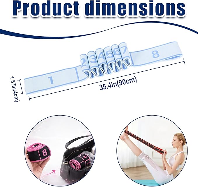 Fitness Resistance Band for Stretching and Yoga, Number Resistance Band with Handle, Adjustable Leg Stretcher Bands, Multifunction Elastic Stretch Band for Full Body Stretching Shaping