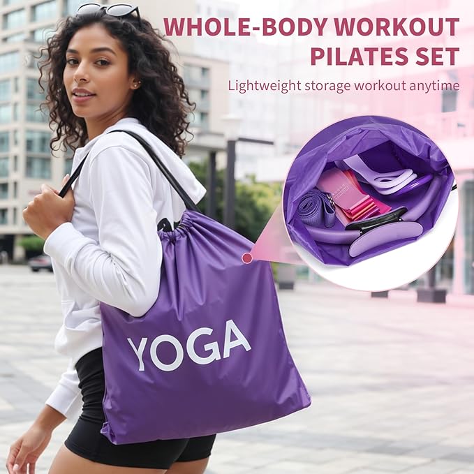Pilates Ring Set for Women, Home Workout Pilates Equipment with Resistance Bands, 14'' Magic Circle, Mini Ball, Pilates Starter Kit for Strength