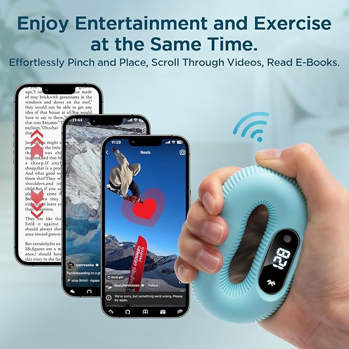 Smart Grip Trainer, Supports Multiple Game Interaction and HID Mode Video Browsing,Hand Gripper for Fitness, Stress Relief and Rehabilitation Training, Hand Exerciser